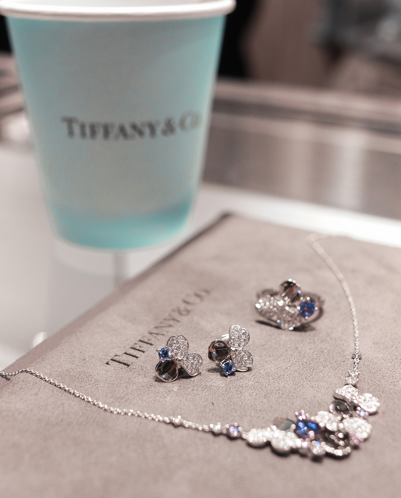 Tiffany And Co Paper Flower Diamond Tanzanite Platinum Earrings Necklace Ring Review Ootd Photos 05b