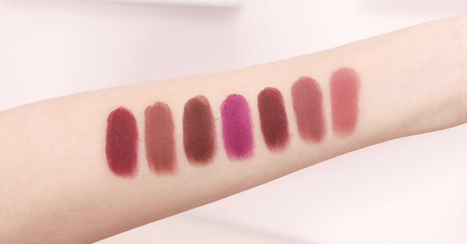 loreal rouge magique lipstick swatches price review photo worn Purple Comtesse, Cafe De Flore, Miss Chocolate, Vin Exquis, The Fort, Beige Reveur, Mont Blanc